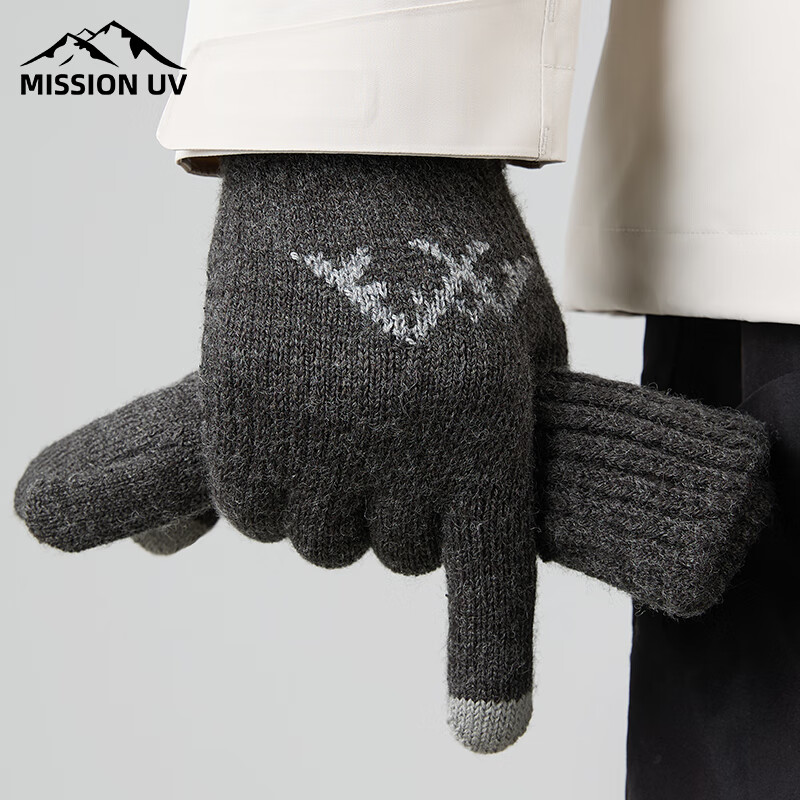 MISSION UV Thick Wool Thermal Gloves for Cold Weather
