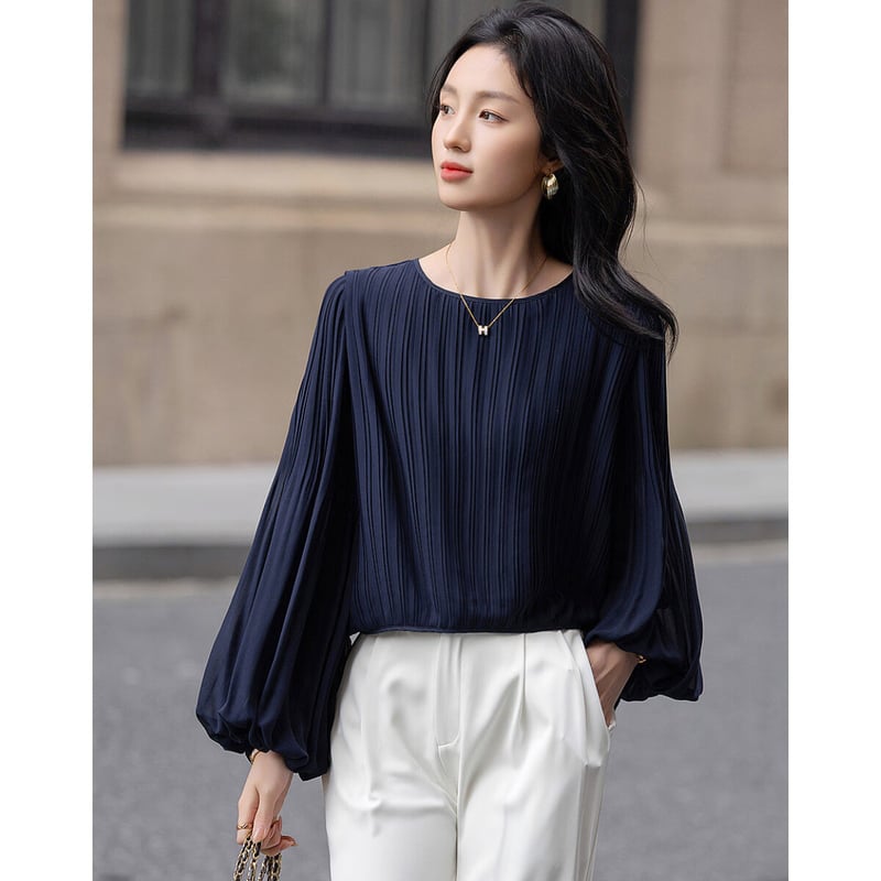 Dme Spring Cream Textured Chiffon Blouse