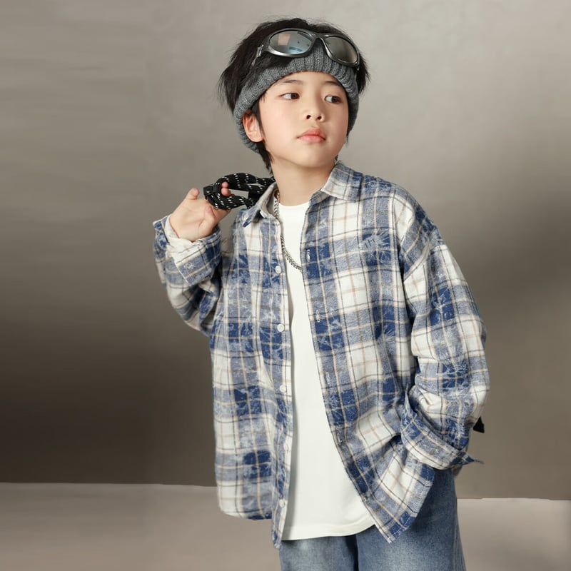 LUSON Boys' Retro Blue Shirt