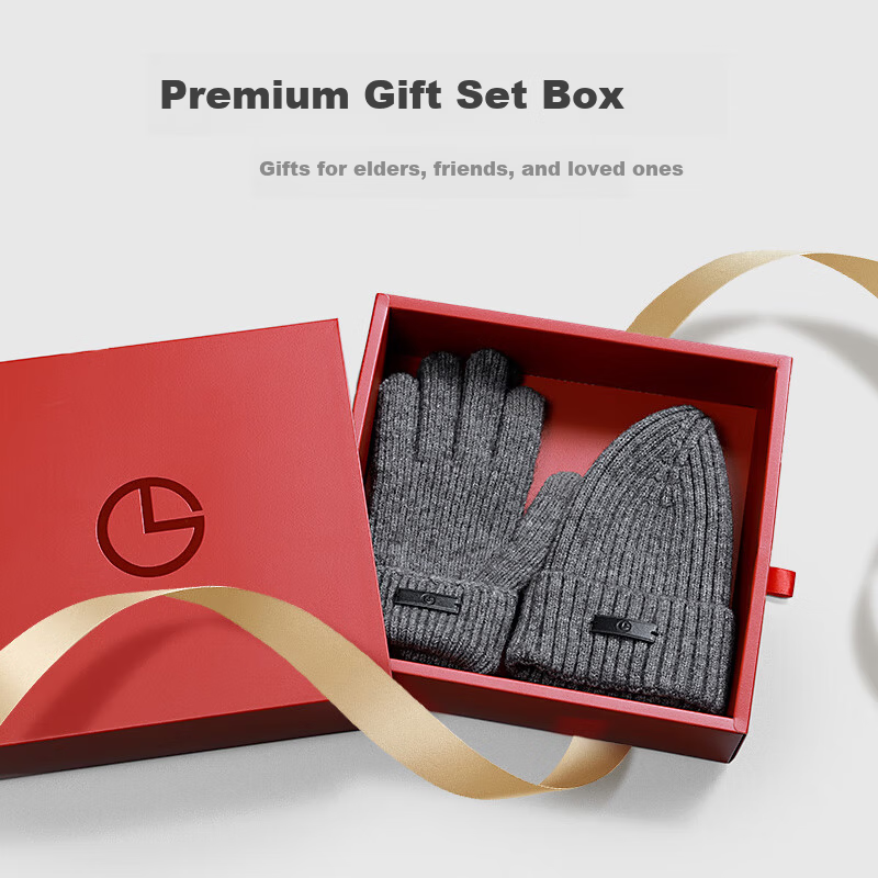 Goldlion 2024 Autumn Winter Wool Warm Knitted Hat and Gloves Gift Set
