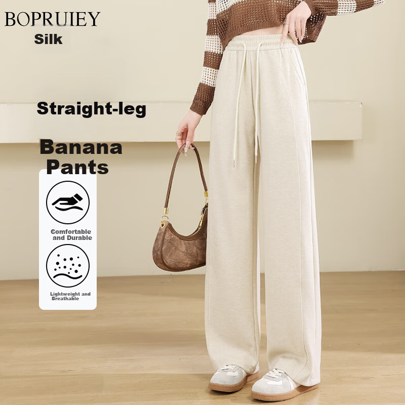 BOPRUIEY Silk Wool Casual Pants