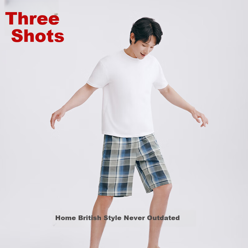 THREEGUN Men's Plaid Pajama Shorts
