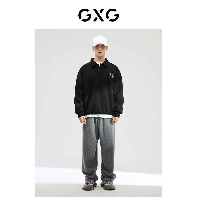 GXG Men's 2024 Winter Textured Lapel Sweatshirt