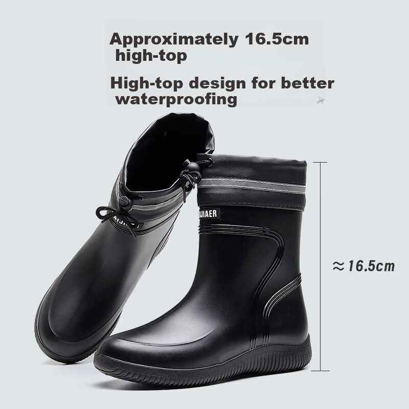 GUOLUOFEI Men's Mid-Calf Rain Boots