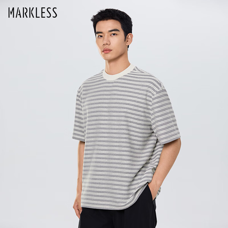 MARKLESS Striped Jacquard T-Shirt for Men