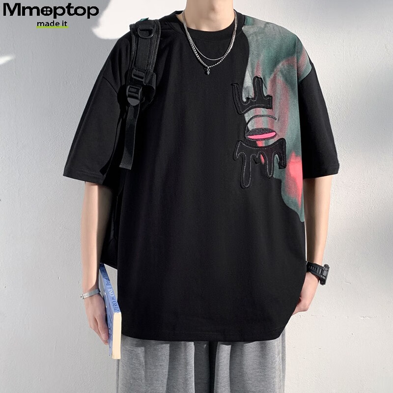 MMOPTOP Ice Silk Patchwork T-Shirt