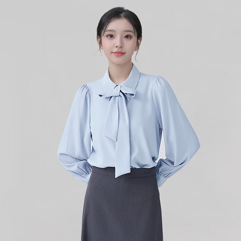TELUOMAN 1 - Wrinkle-Free Formal Blouse with Detachable Bow