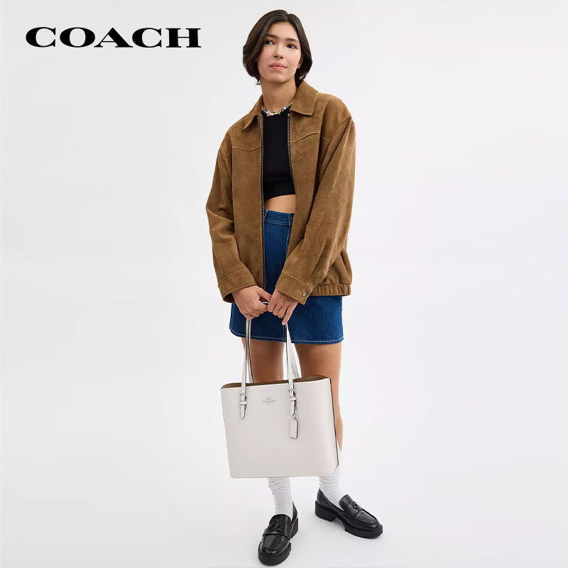 COACH MOLLIE Large Shoulder Tote Bag - White