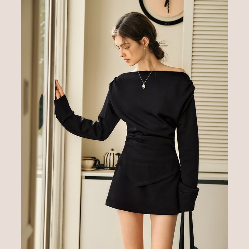 Olrain Women's Autumn Off-Shoulder Two-Piece Suit