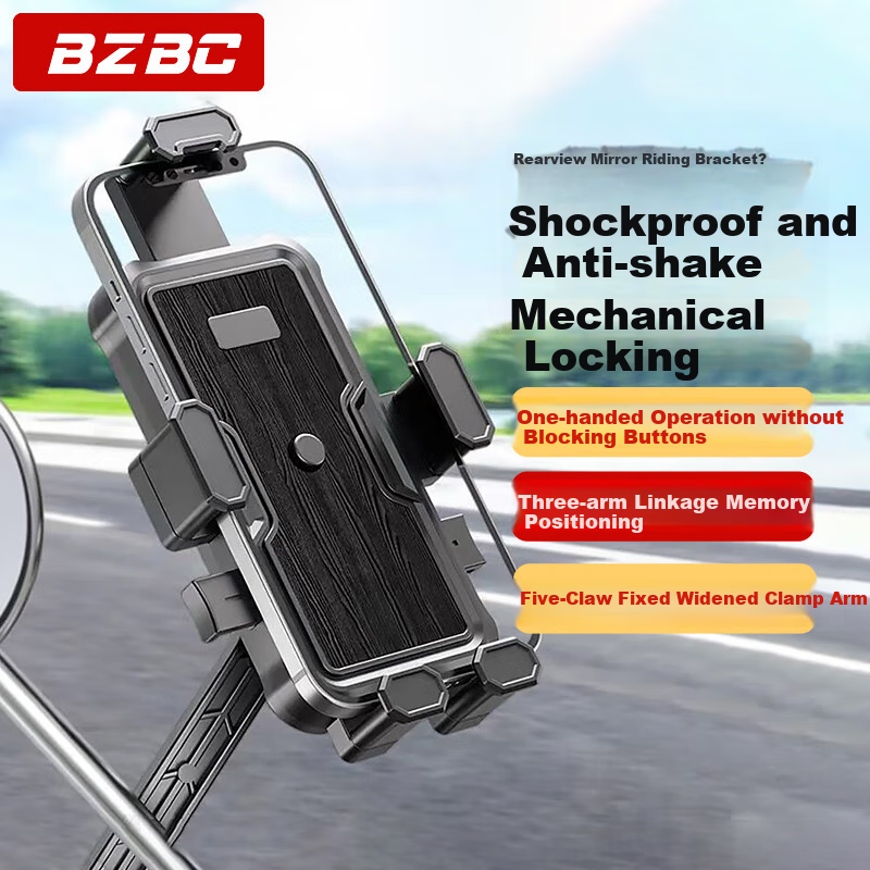 BZBC Motorcycle Phone Mount with Anti-Shake & Quick-Lock