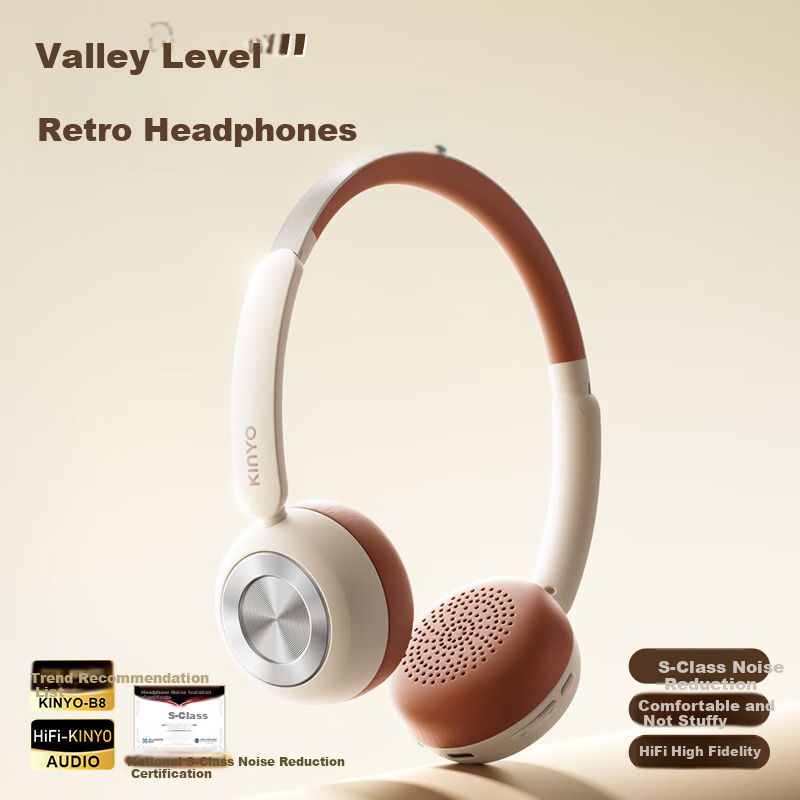 Jinyun Retro Over-Ear Headphones - HIFI Sound & Noise Reduction