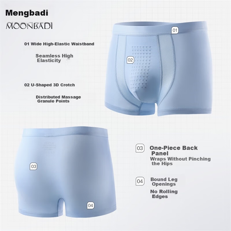 Moonbadi Men's Ice Silk Cooling Underwear 3-Pack