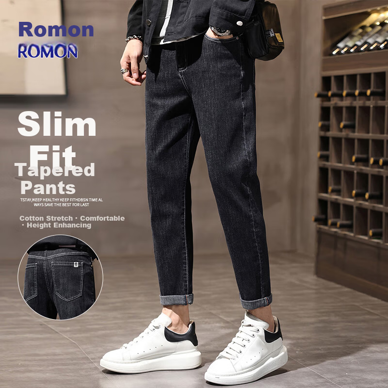 ROMON Men's Slim-Fit Autumn Winter Jeans