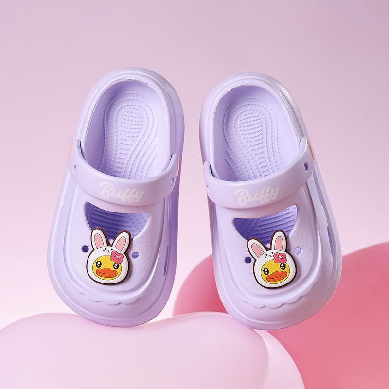 B.Duck Kids Girls Purple Breathable Slippers