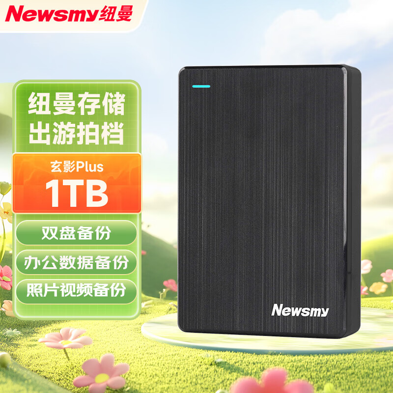 Newsmy 1TB External Hard Drive - Dual Disk Backup