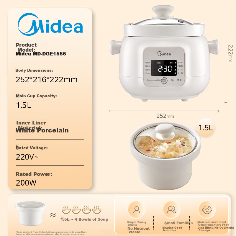 Midea 1.5L Electric Slow Cooker