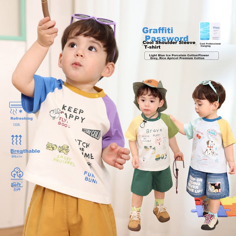 LUSON Baby Boy T-Shirt with Graffiti Design