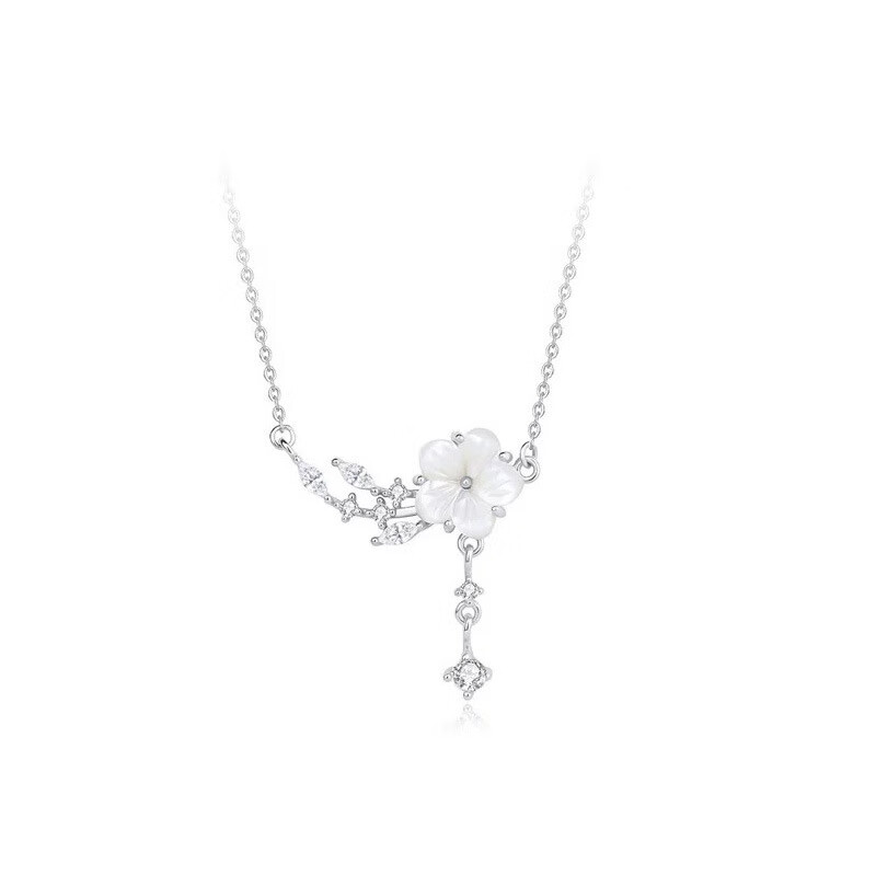 MANHE Sterling Silver Camellia Necklace