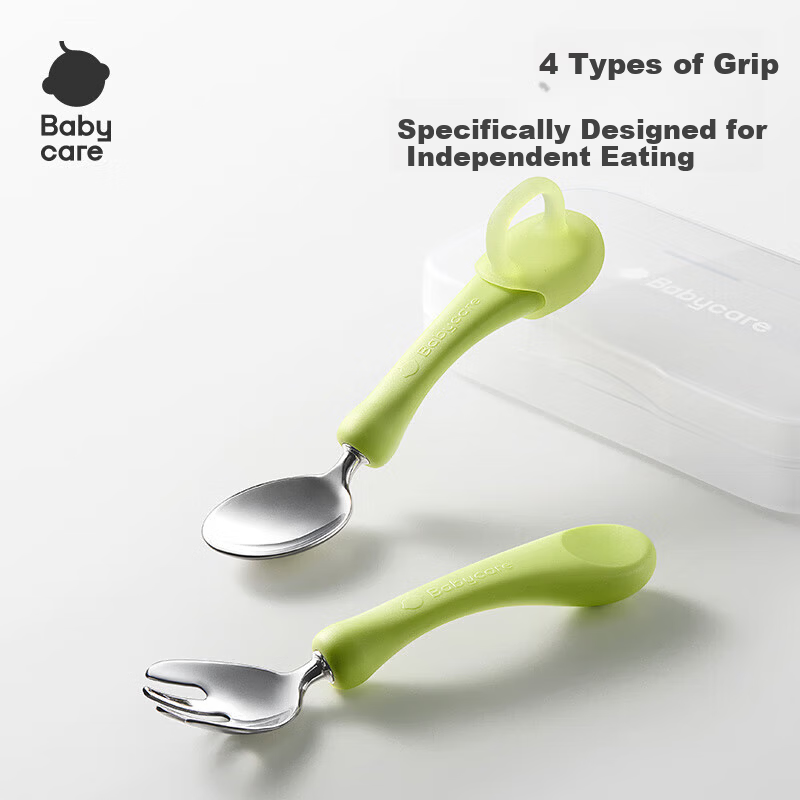 Babycare Self-Feeding Spoon & Fork - Force Green
