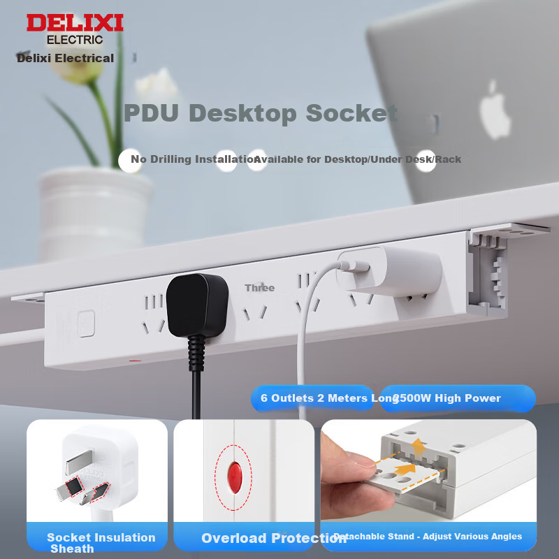 DELIXI PDU Desktop Overload Protection Power Strip