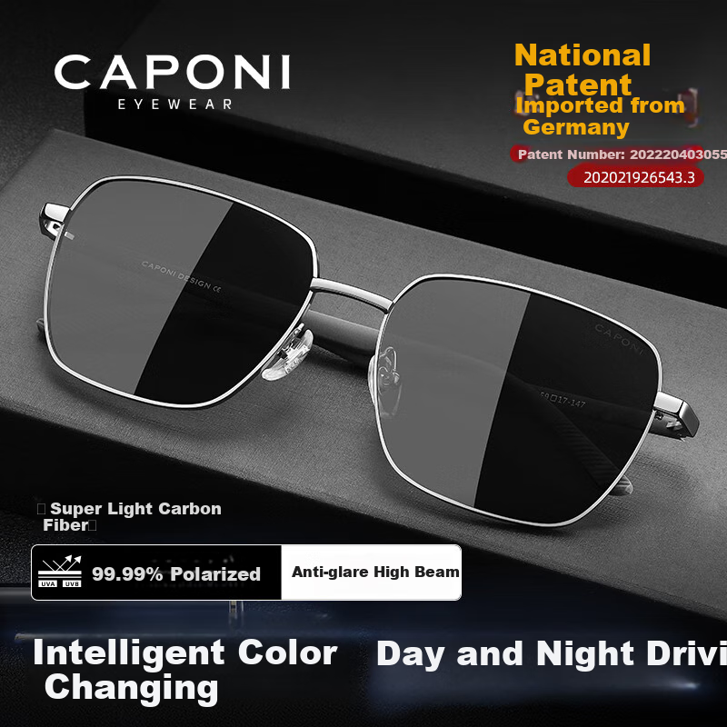CAPONI Carbon Fiber Polarized Sunglasses for Men