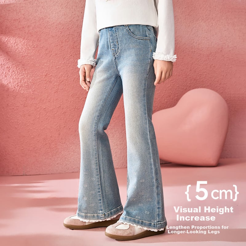 ASK JUNIOR Girls' Flared Trousers with Rhinestone Trim