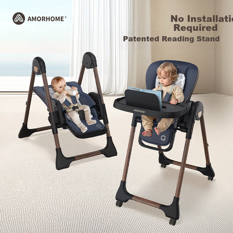 AMORHOME Baby High Chair - Foldable & Portable Feeding Chair