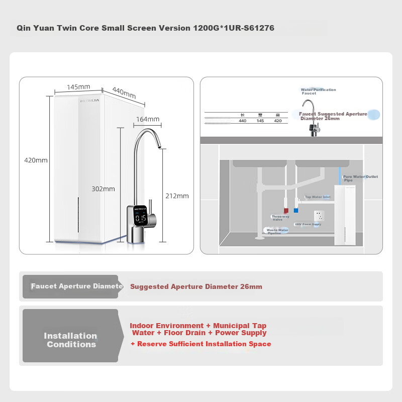 TRULIVA Smart Mini Water Purifier 1200G RO