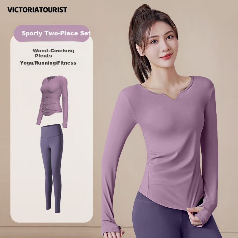VICTORIATOURIST Women's Yoga Outfit Set for Autumn and Winter