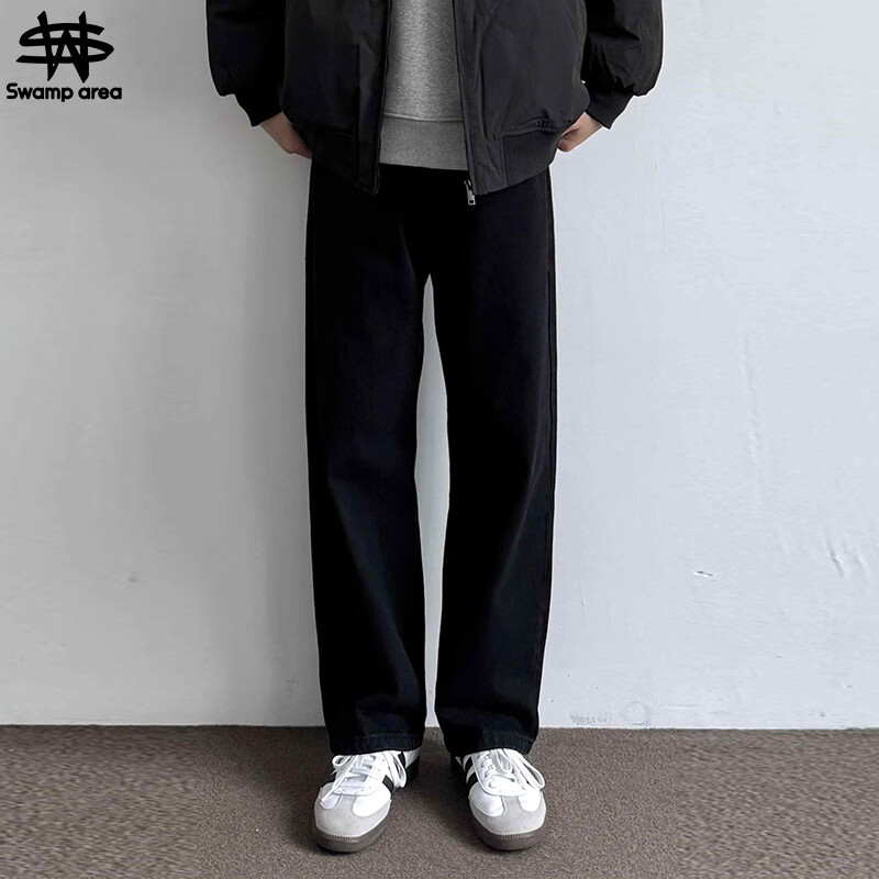 SWAMP AREA Retro Men's Washed Black Jeans