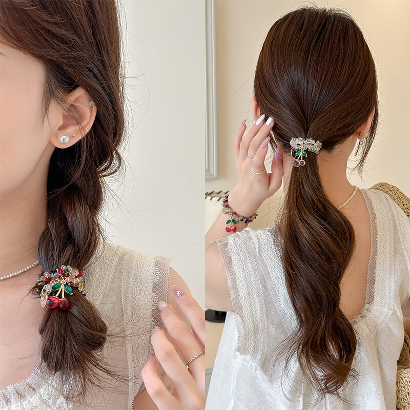 CHIMERA Red Cherry Hair Ties - High Elasticity for Girls