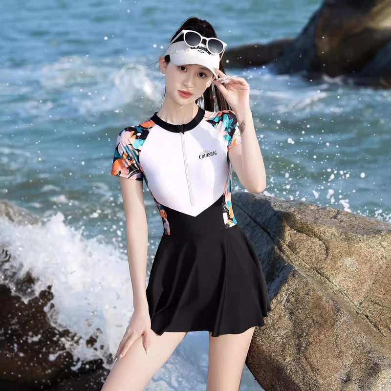F.DYRAA Women's Conservative Slimming One-Piece Swimsuit
