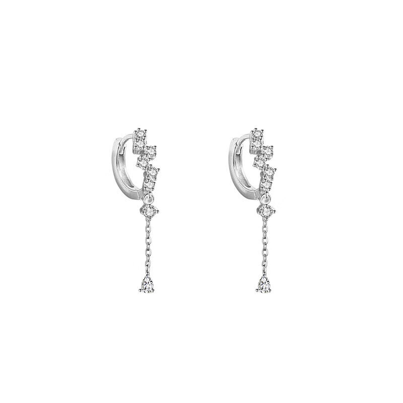 MANHE S925 Silver Tassel Stud Earrings for Women