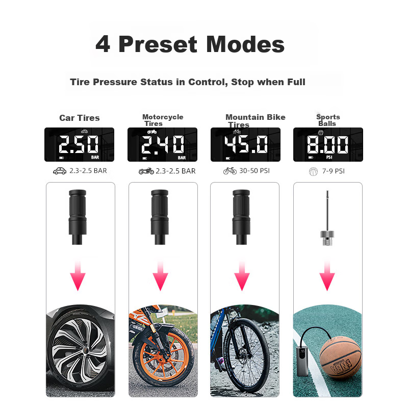 ROCKBROS Electric Air Pump for Bicycles, Cars, Motorcycles