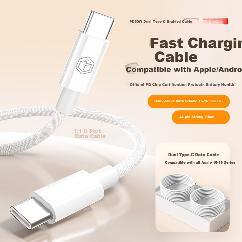 JD Jingzao 60W PD Fast Charging Cable + Car Charger