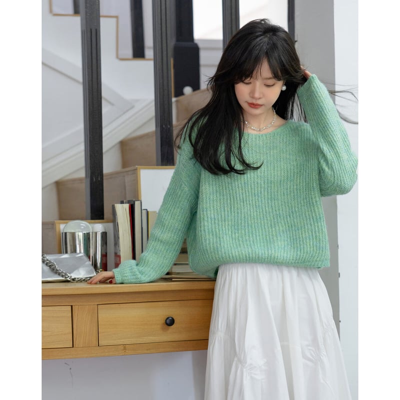 Mt Wool Spring Mint Mambo Floral Yarn Sweater