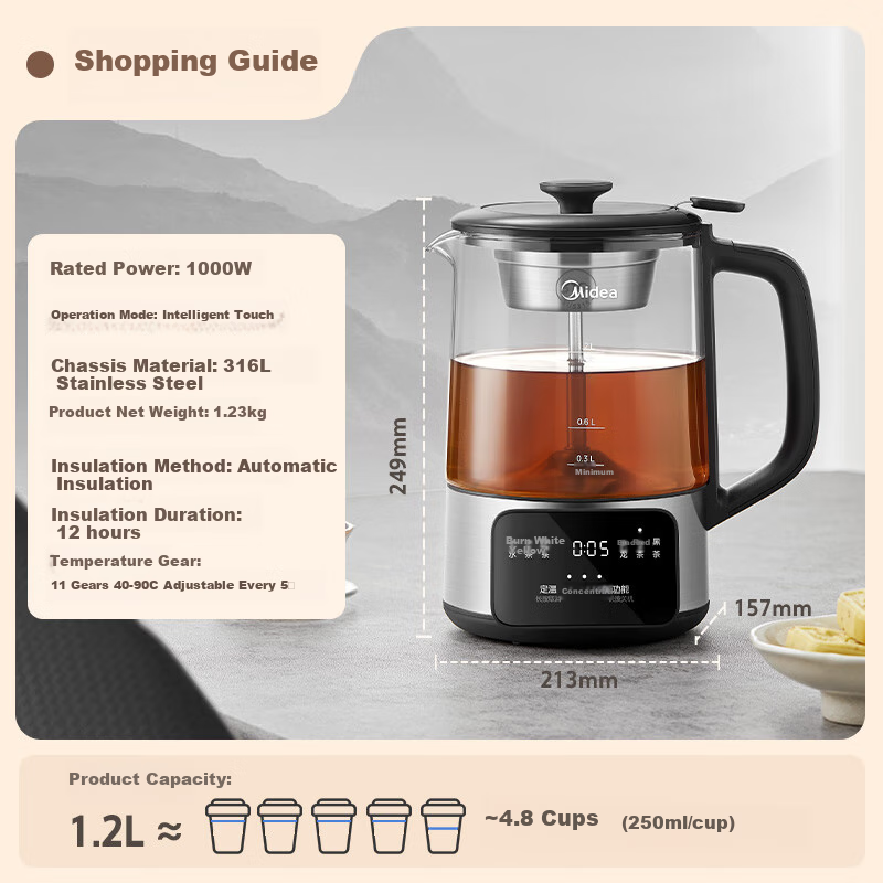 Midea Tea Maker And Teapot, 1.2L Home Health Pot with Constant Temperature