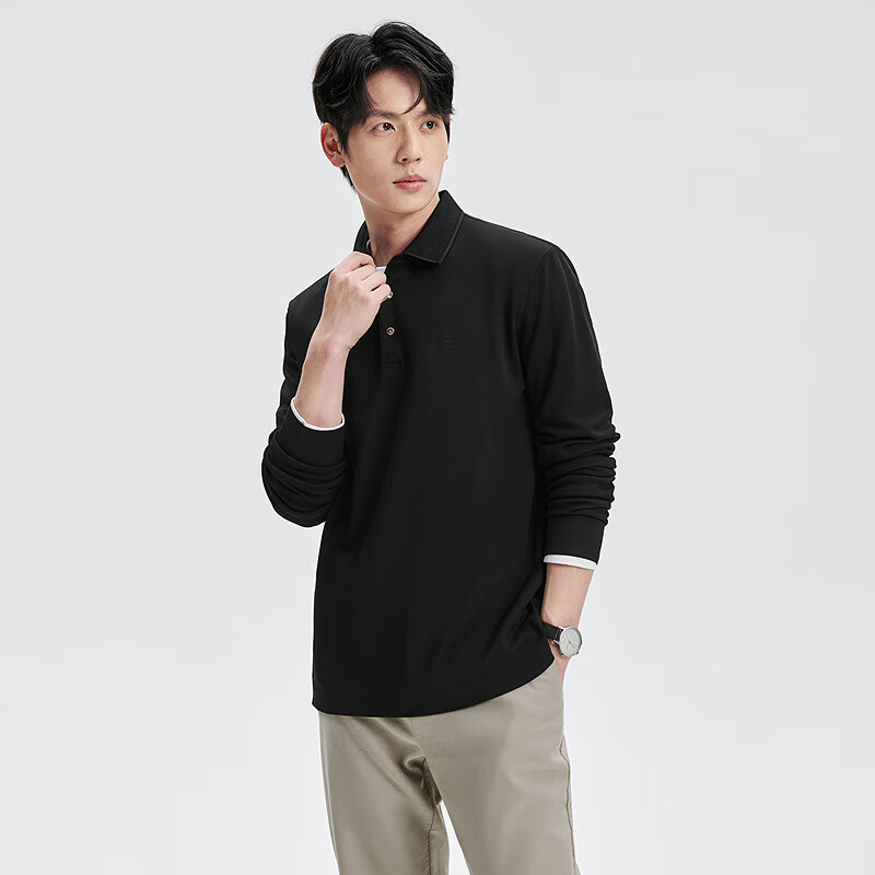 SEPTWOLVES Men's Long Sleeve Polo Shirt Autumn Cotton Modal