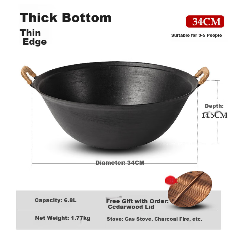 Royalstar Double-Handled Iron Wok for Traditional Cooking
