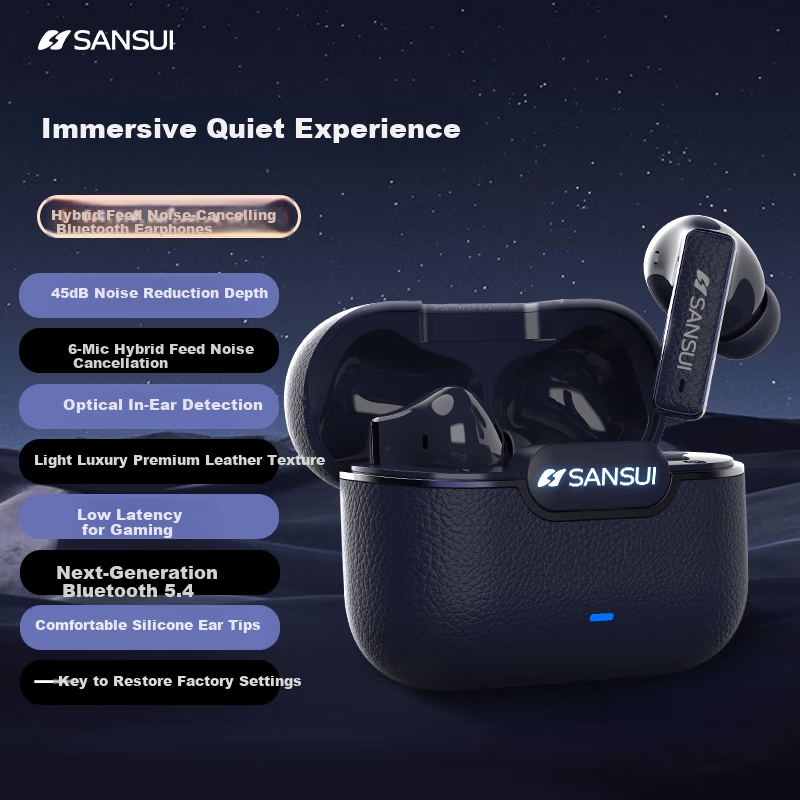 SANSUI W28 ANC True Wireless Earphones - Midnight Blue