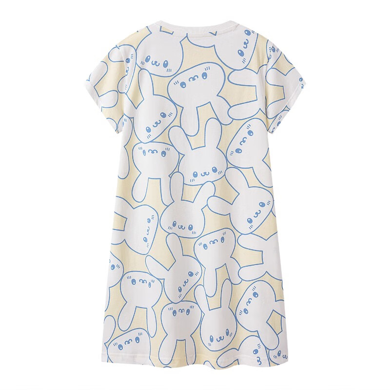 THREEGUN Kids Nightgown - Yellow Rabbits on White