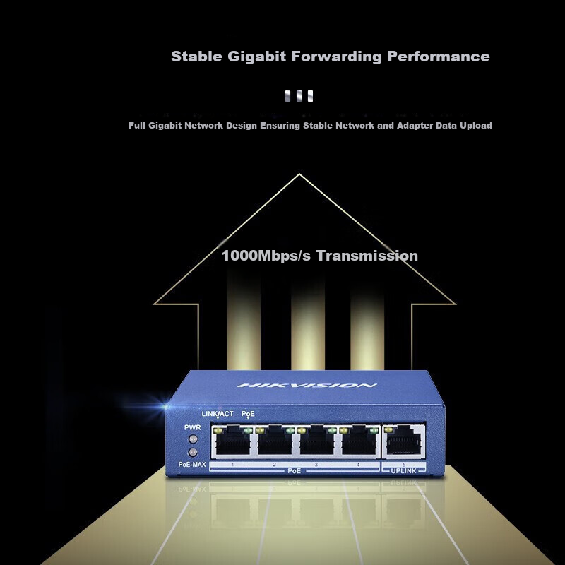 HIKVISION 5-Port Gigabit PoE Switch - Metal Cooling Network Splitter