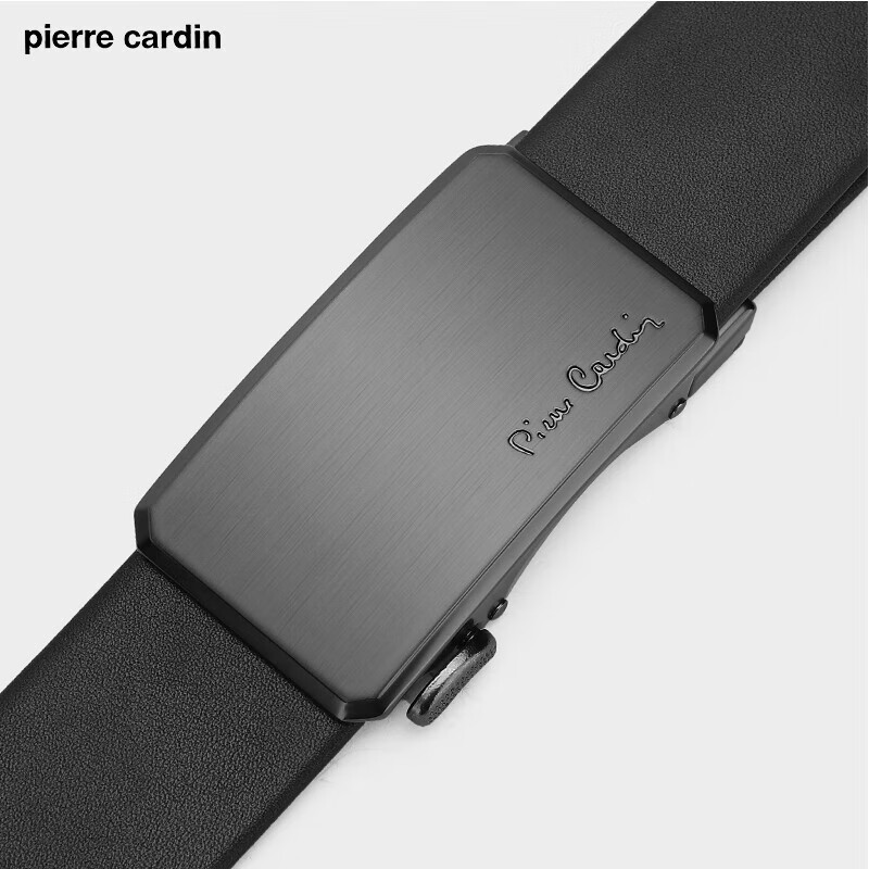 Pierre Cardin Men's Automatic Buckle Belt - Top-Grain Leather, Gun Color