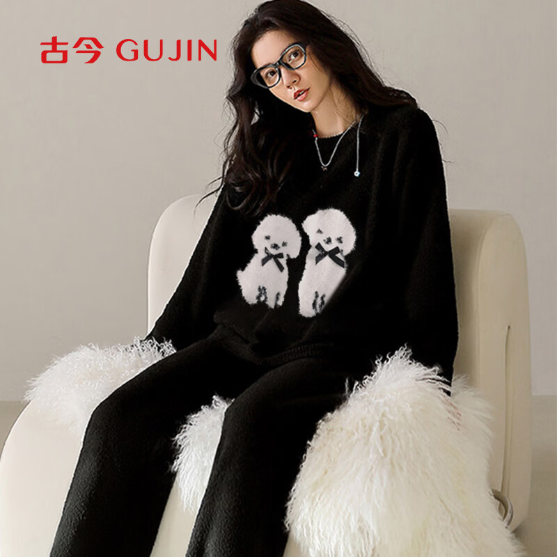GUJIN Cute Velvet Long Sleeve Pajamas