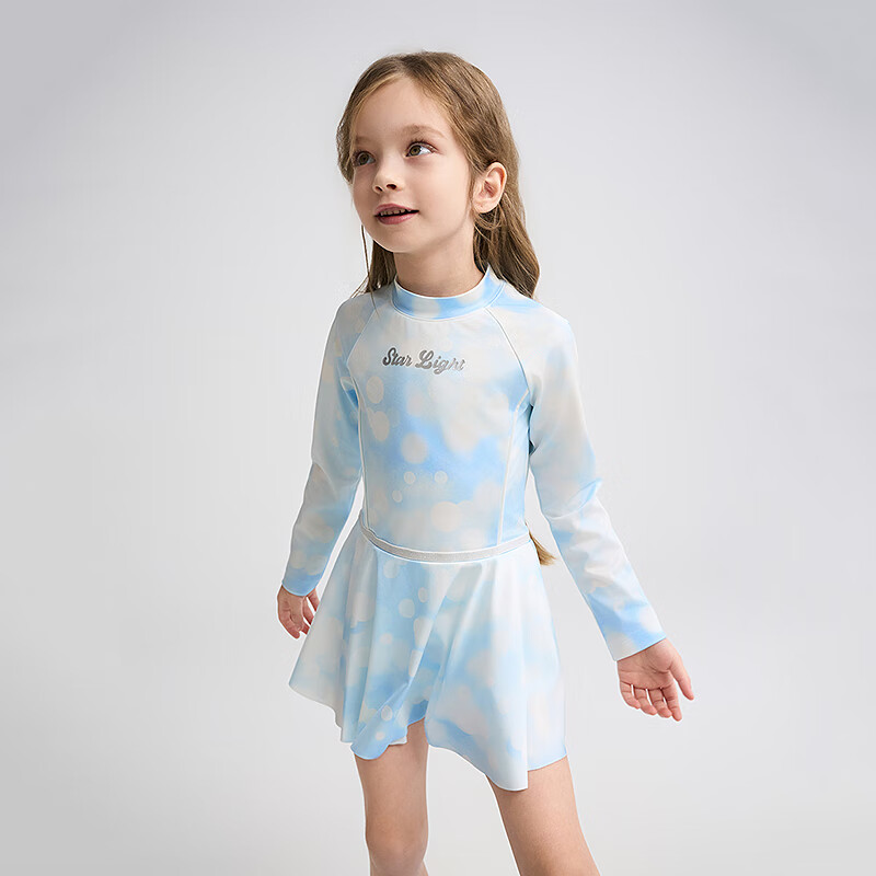 AIMER KIDS Long-Sleeve Sun Protection Skirt Pants Girls' One-Piece Swimsuit