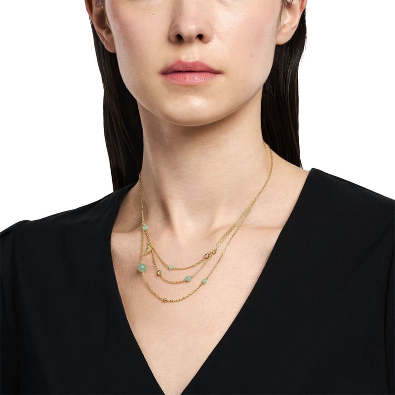 EMPORIO ARMANI Gold and Green Multi-Chain Necklace