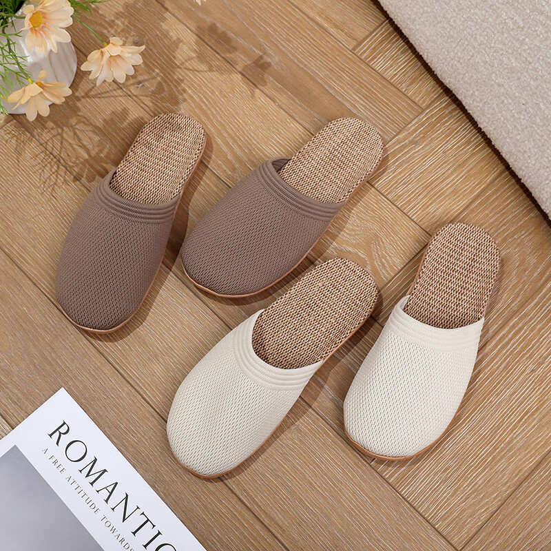 GUOLUOFEI Japanese-Style Linen Slippers Unisex Non-Slip