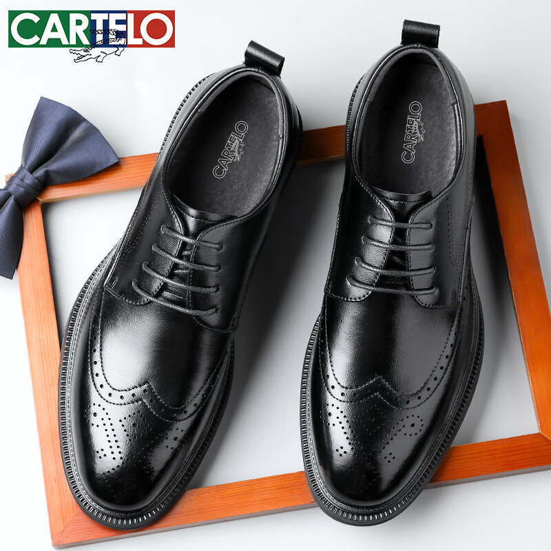 CARTELO Men's British Brogue Leather Shoes