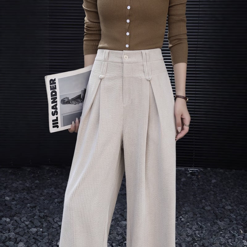 Demana Pear-Shaped Plush Chenille Wide-Leg Casual Pants