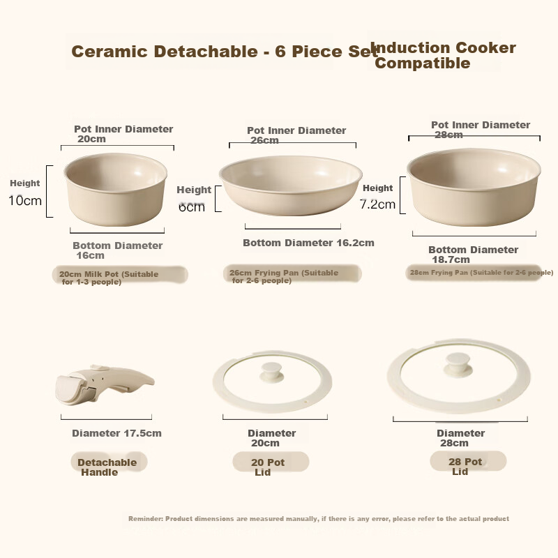 CaROTE Ceramic Detachable Handle Cookware Set